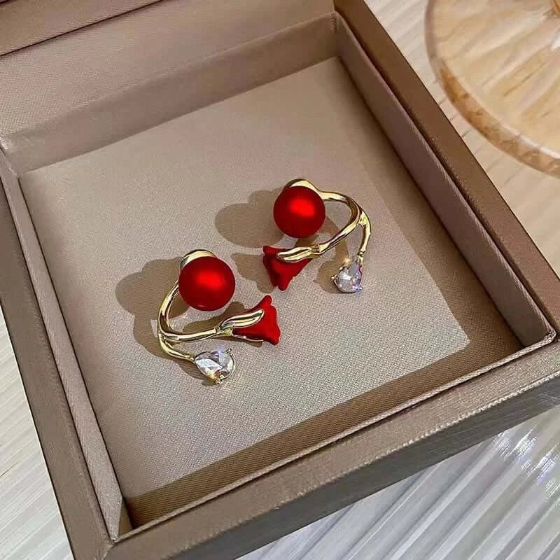 Red Cherry Crystal Earrings - Kaiju Mafia