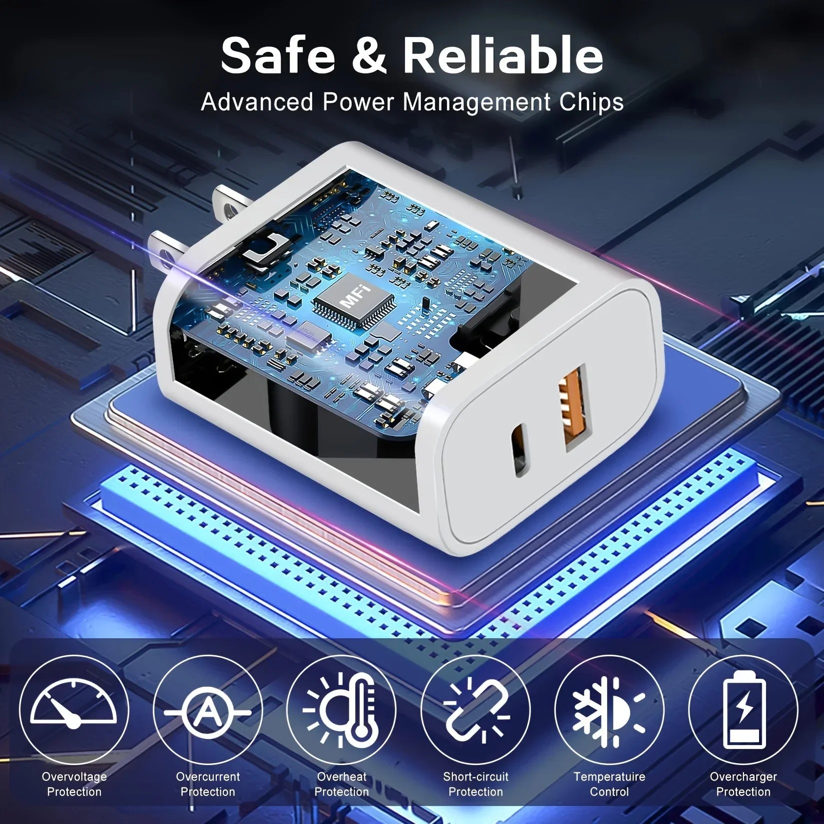 For iPhone Charger, 20W Dual port PD power adapter block with 6FT cable For iPhone 14/13/12/11/Pro/Pro Max/Mini/XS Max/XR/x - Kaiju Mafia