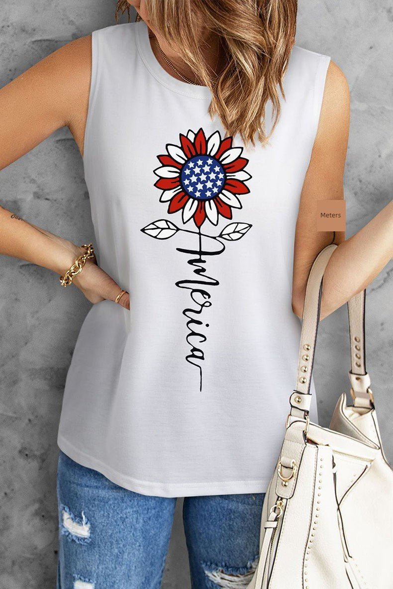 Summer New round Neck Loose Gradient Color Sleeveless T-shirt - Kaiju Mafia