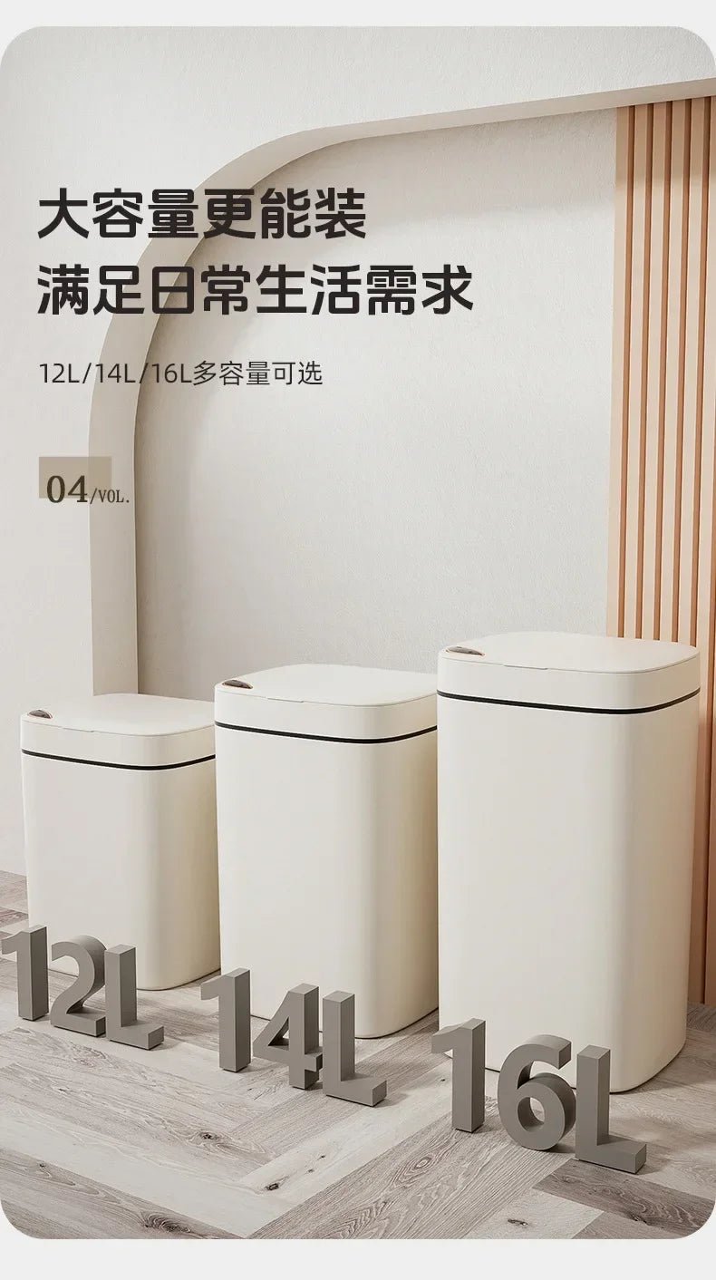 16L Smart Trash Can Automatic Sensor Trash Can Indoor Bathroom Crack Trash Can High Looking Anti - odor Household Products - Kaiju Mafia
