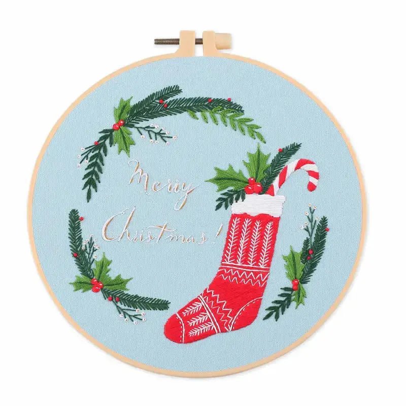 Christmas Embroidery Wreath Kit - Kaiju Mafia