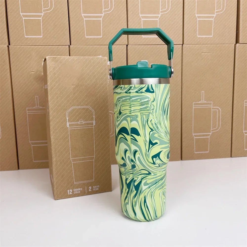 For Stanley Cup 30oz Iceflow Tumbler with Handle Stainless Steel Vacuum Insulated Car Mug Thermal Iced Travel Cup - Kaiju Mafia