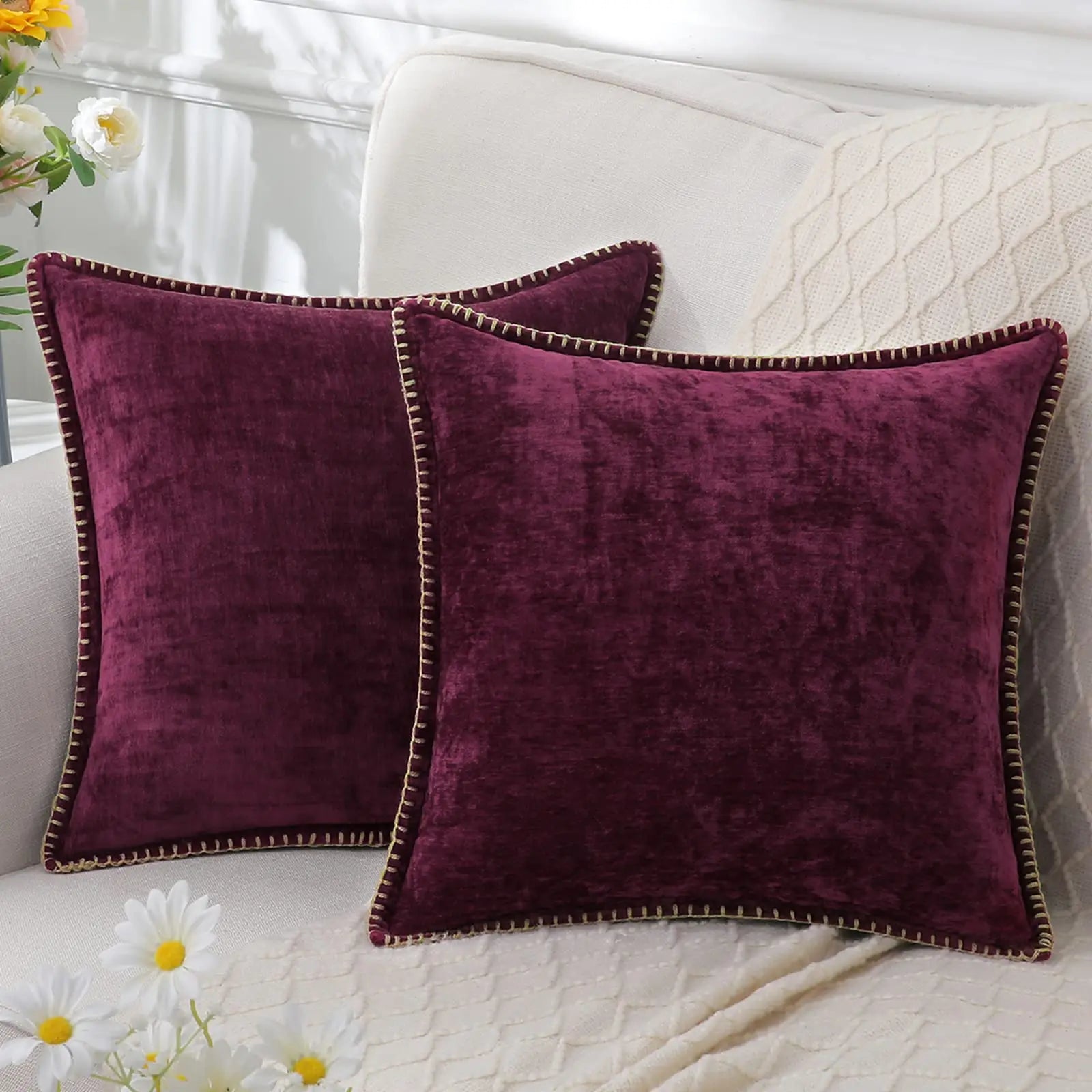 Olanly Chenille Cushion Cover 45x45 Pillow Cover 40x40cm Sofa Decorative Throw Pillow Case Soft Luxury For Living Room Decor - Kaiju Mafia