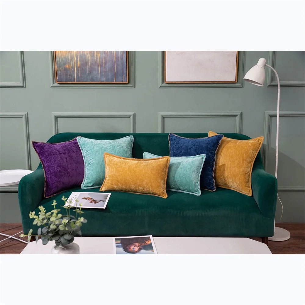 Olanly Chenille Cushion Cover 45x45 Pillow Cover 40x40cm Sofa Decorative Throw Pillow Case Soft Luxury For Living Room Decor - Kaiju Mafia