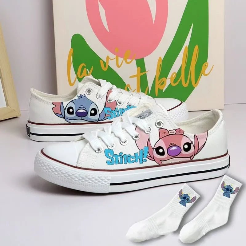 2024 autumn cartoon cute Stitch pattern student high top design sense niche black canvas shoes for men and women couple shoes - Kaiju Mafia