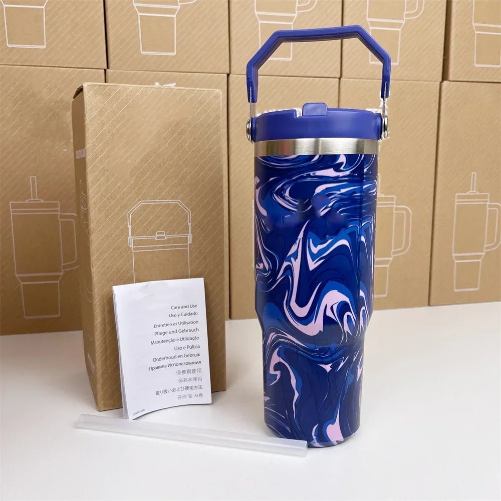For Stanley Cup 30oz Iceflow Tumbler with Handle Stainless Steel Vacuum Insulated Car Mug Thermal Iced Travel Cup - Kaiju Mafia