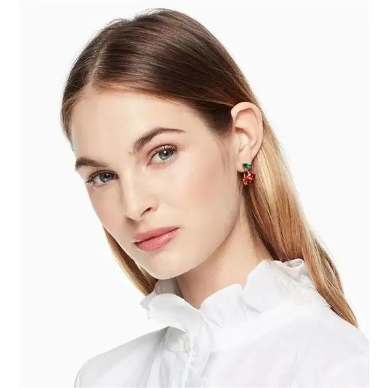 Red Cherry Crystal Earrings - Kaiju Mafia