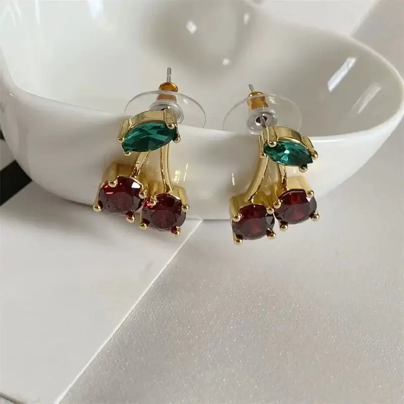 Red Cherry Crystal Earrings - Kaiju Mafia