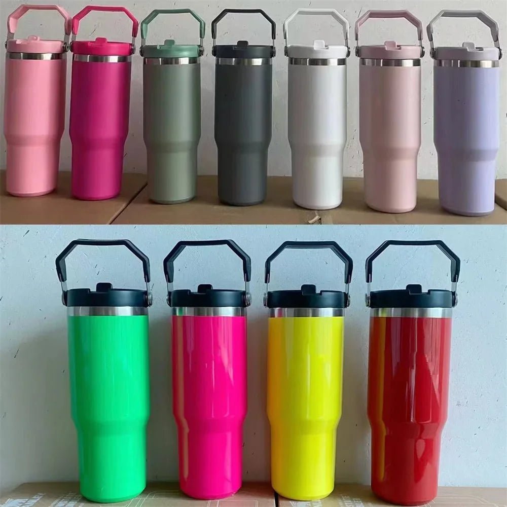 For Stanley Cup 30oz Iceflow Tumbler with Handle Stainless Steel Vacuum Insulated Car Mug Thermal Iced Travel Cup - Kaiju Mafia