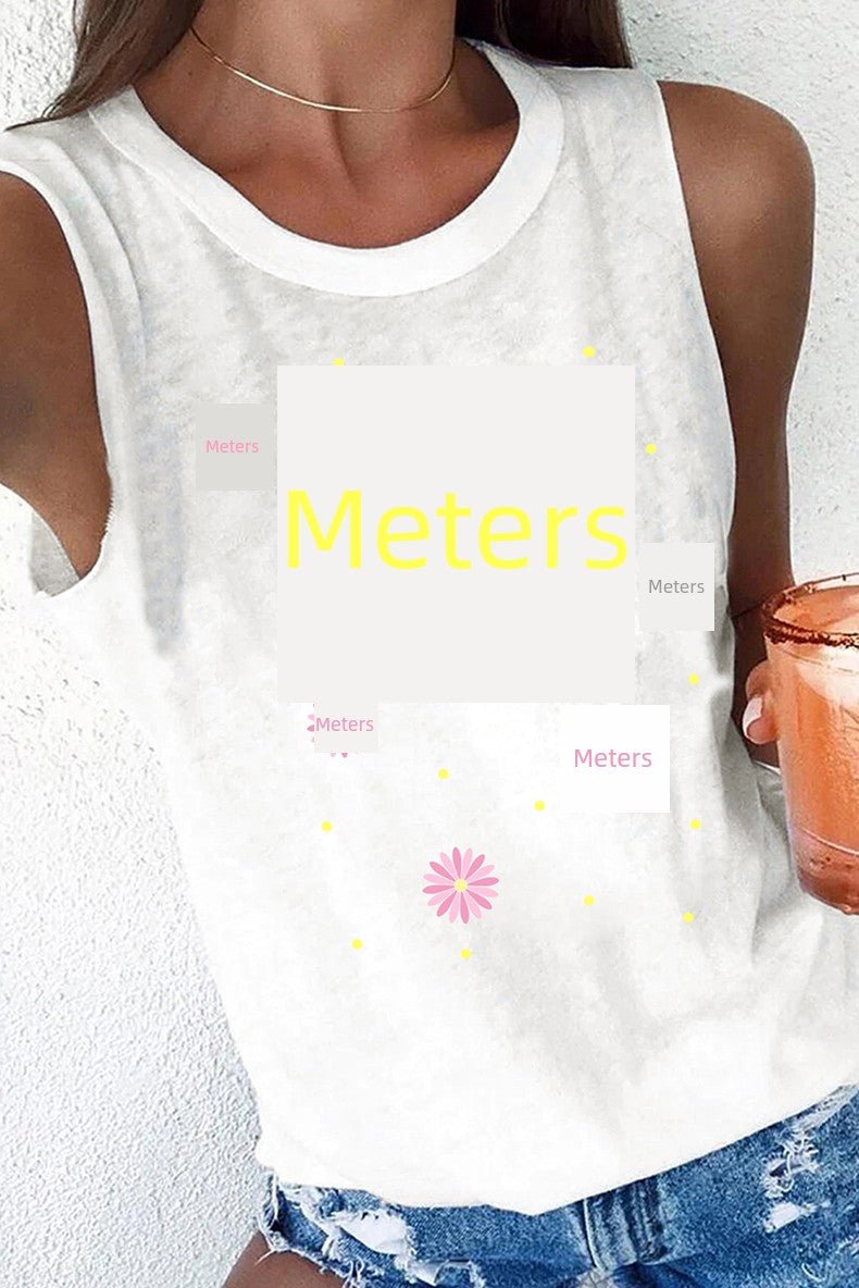 Summer New round Neck Loose Gradient Color Sleeveless T-shirt - Kaiju Mafia