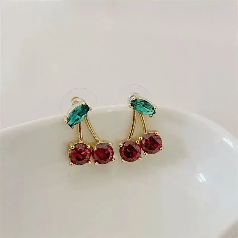 Red Cherry Crystal Earrings - Kaiju Mafia