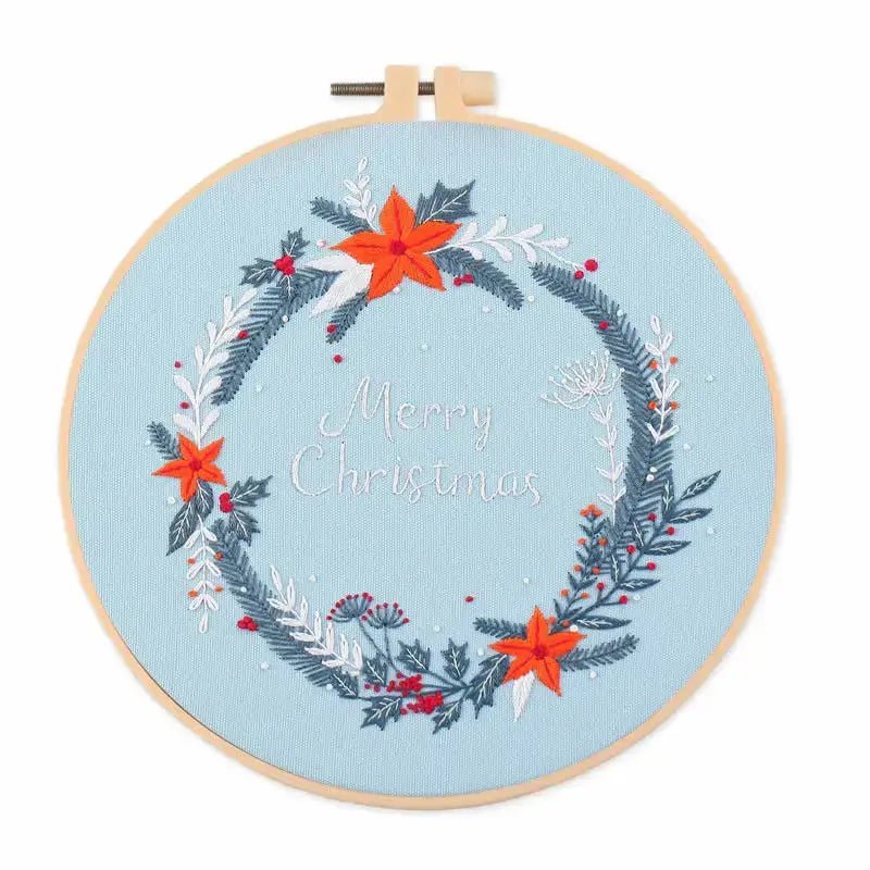 Christmas Embroidery Wreath Kit - Kaiju Mafia