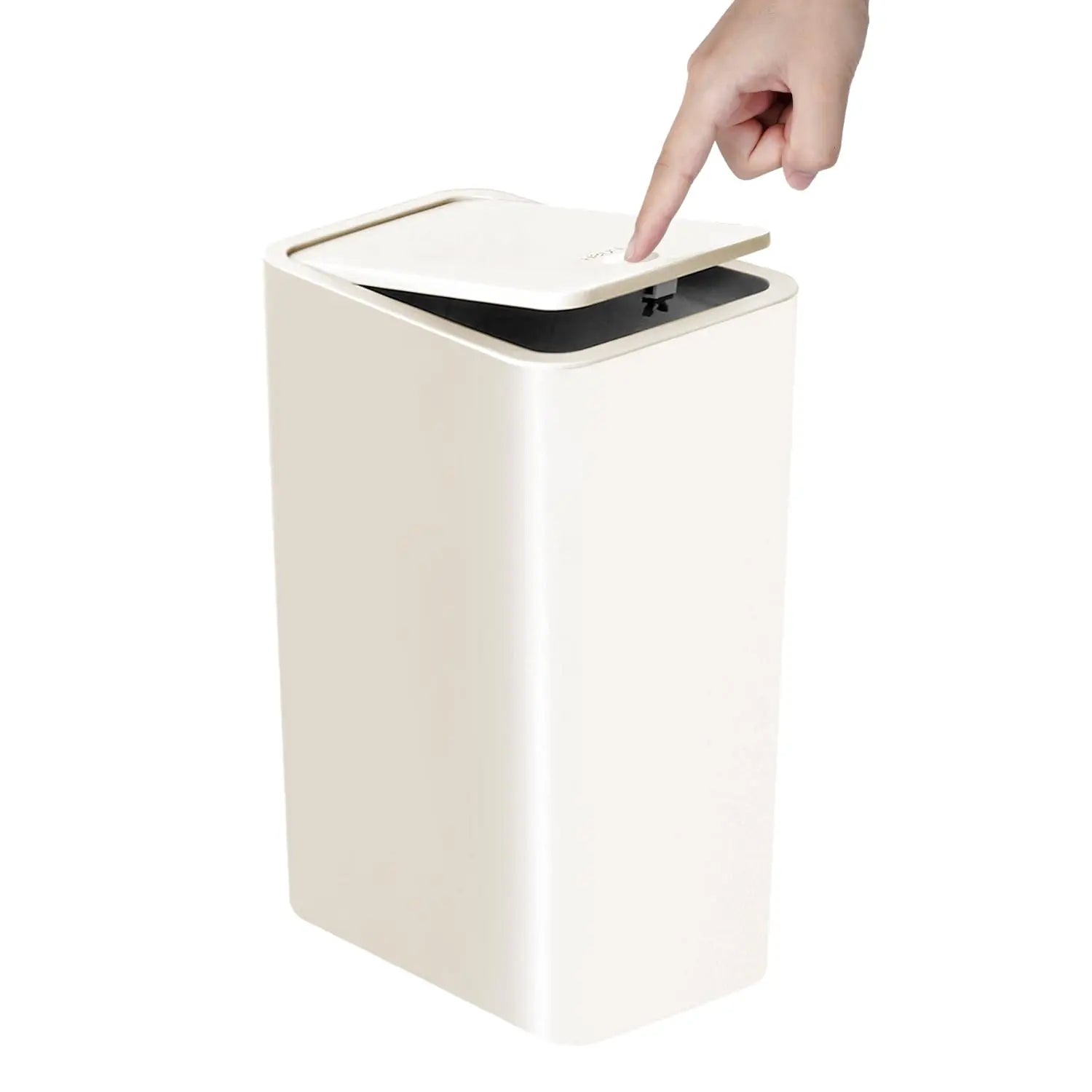 Bathroom Trash Can - 10L Small Garbage Can with Press Top Lid for Toilet,Bedroom,Living Room – Plastic Wastebasket with Pop - up Lid - Kaiju Mafia