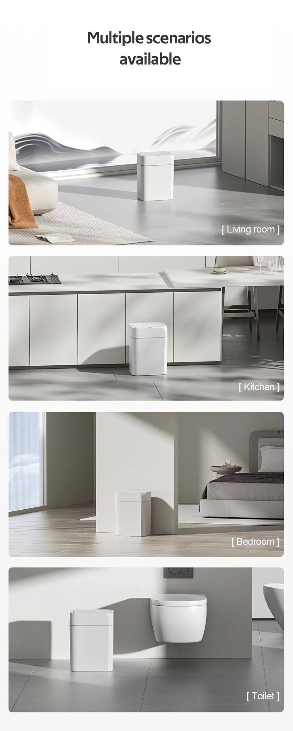 12L+16L Smart Sensor Trash Can Bathroom Anti odor Automatic Trash Bin For Toilet White Electric Wastebasket - Kaiju Mafia