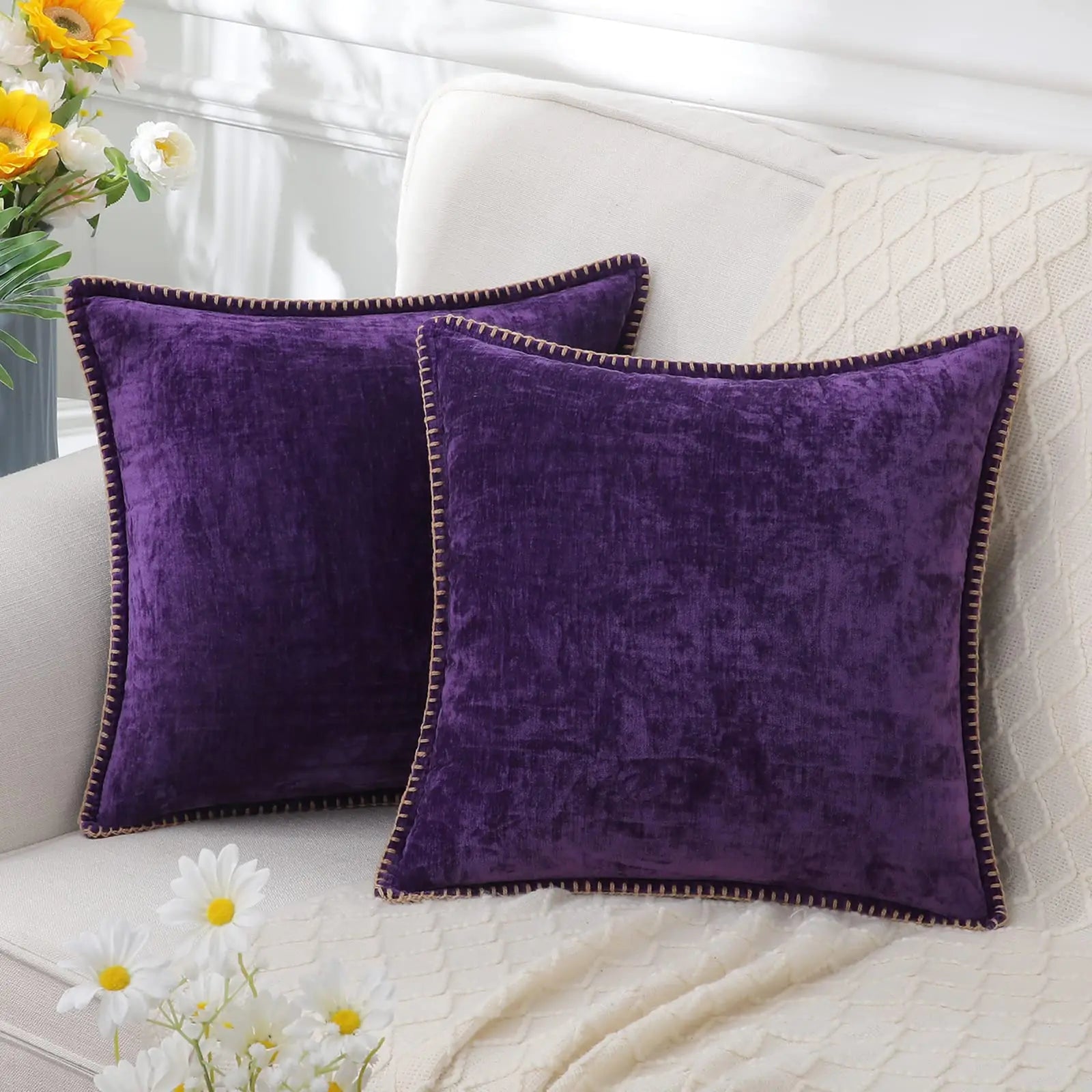 Olanly Chenille Cushion Cover 45x45 Pillow Cover 40x40cm Sofa Decorative Throw Pillow Case Soft Luxury For Living Room Decor - Kaiju Mafia