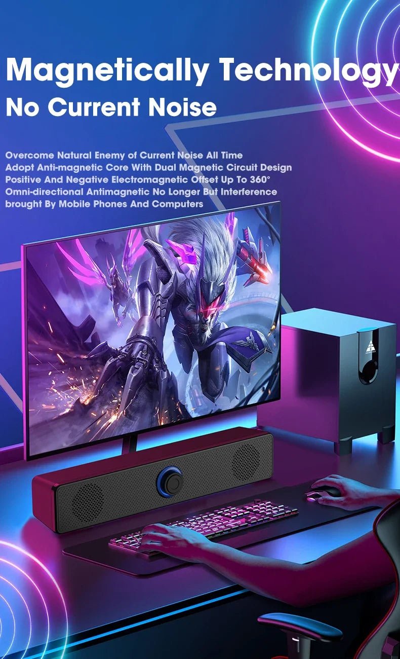 Home Theater Bluetooth Speaker Wired and Wireless Soundbar USB Powered Soundbar for TV Pc Laptop Gaming Surround Audio System - Kaiju Mafia