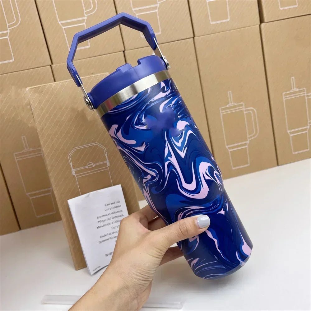 For Stanley Cup 30oz Iceflow Tumbler with Handle Stainless Steel Vacuum Insulated Car Mug Thermal Iced Travel Cup - Kaiju Mafia