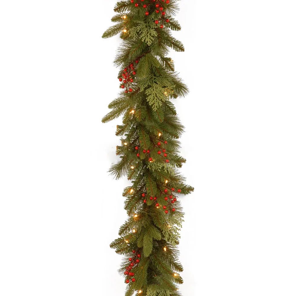 1.8m Christmas Pine Vine Garland With Red Berries Rattan Home Party Wall Door Decor Christmas Tree Ornaments Xmas Wreath - Kaiju Mafia