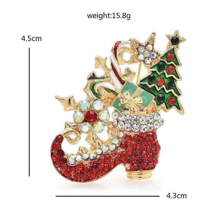 Wuli&baby Rhinestone Christmas Brooch - Kaiju Mafia