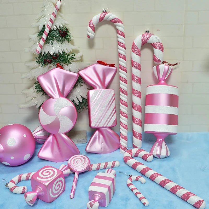 Pink Candy Cane Ornaments - Kaiju Mafia