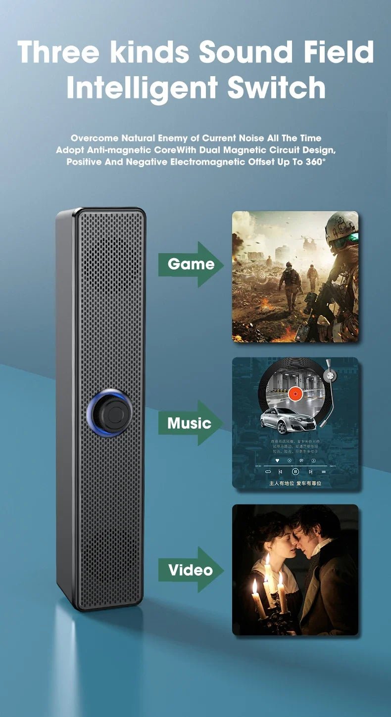Home Theater Bluetooth Speaker Wired and Wireless Soundbar USB Powered Soundbar for TV Pc Laptop Gaming Surround Audio System - Kaiju Mafia