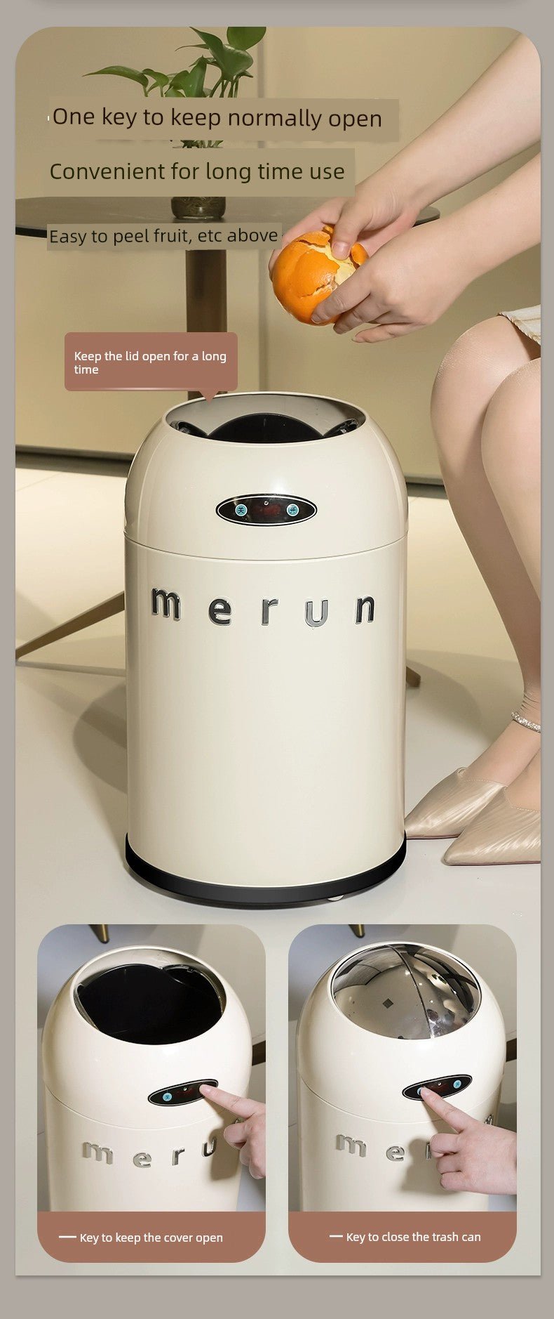 Merun Kitchen and Bathroom Inductive Ashbin - Kaiju Mafia