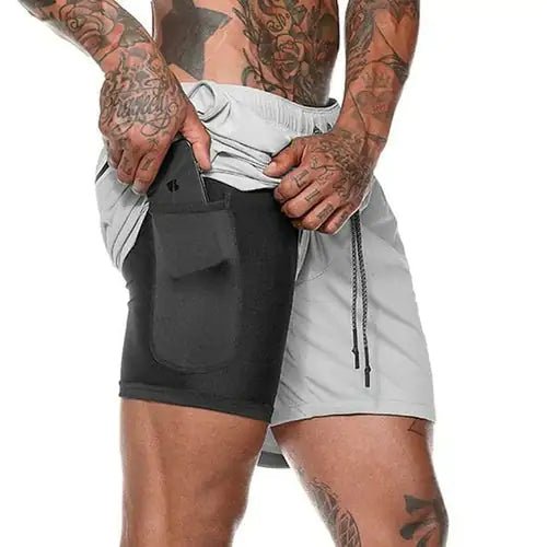 Men 2 in 1 Running Shorts Jogging Gym Fitness - Kaiju Mafia