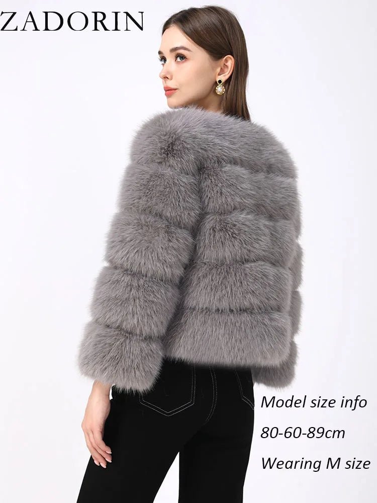 Elegant Black & White Fluffy Faux Fur Coat - Sizes S-6XL - Kaiju Mafia