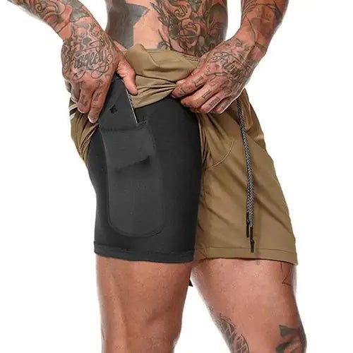 Men 2 in 1 Running Shorts Jogging Gym Fitness - Kaiju Mafia