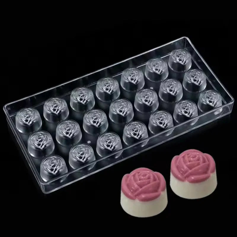 1PC Chocolate Mold Plastic with Piping Bag Household Kitchen DIY Baking Tool Candies Rose Heart-shaped for Valentine Day TMZ