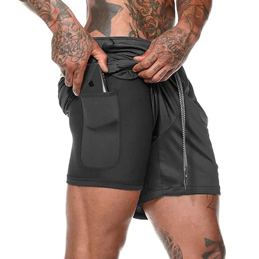 Men 2 in 1 Running Shorts Jogging Gym Fitness - Kaiju Mafia