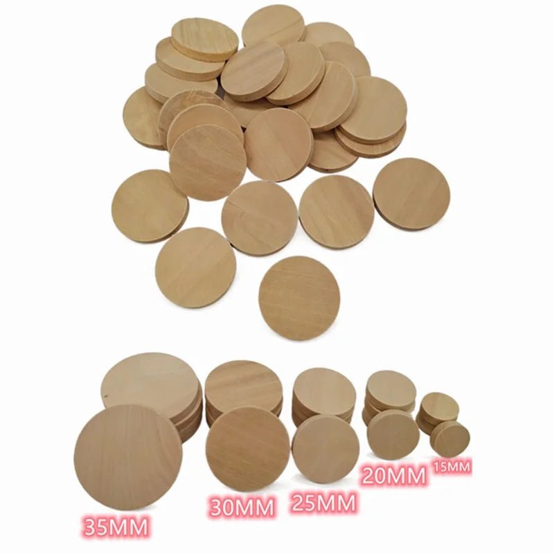 1.5cm - 3.5cm Wood Circles Round Discs Unfinished Slices Blank Wooden Ornaments for DIY Crafts, School Projects, Decorations - Kaiju Mafia