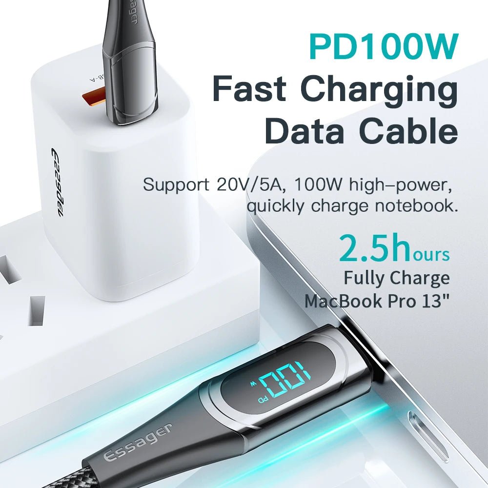 Essager 100W PD Fast Charging USB-C Cable - 2M - Kaiju Mafia
