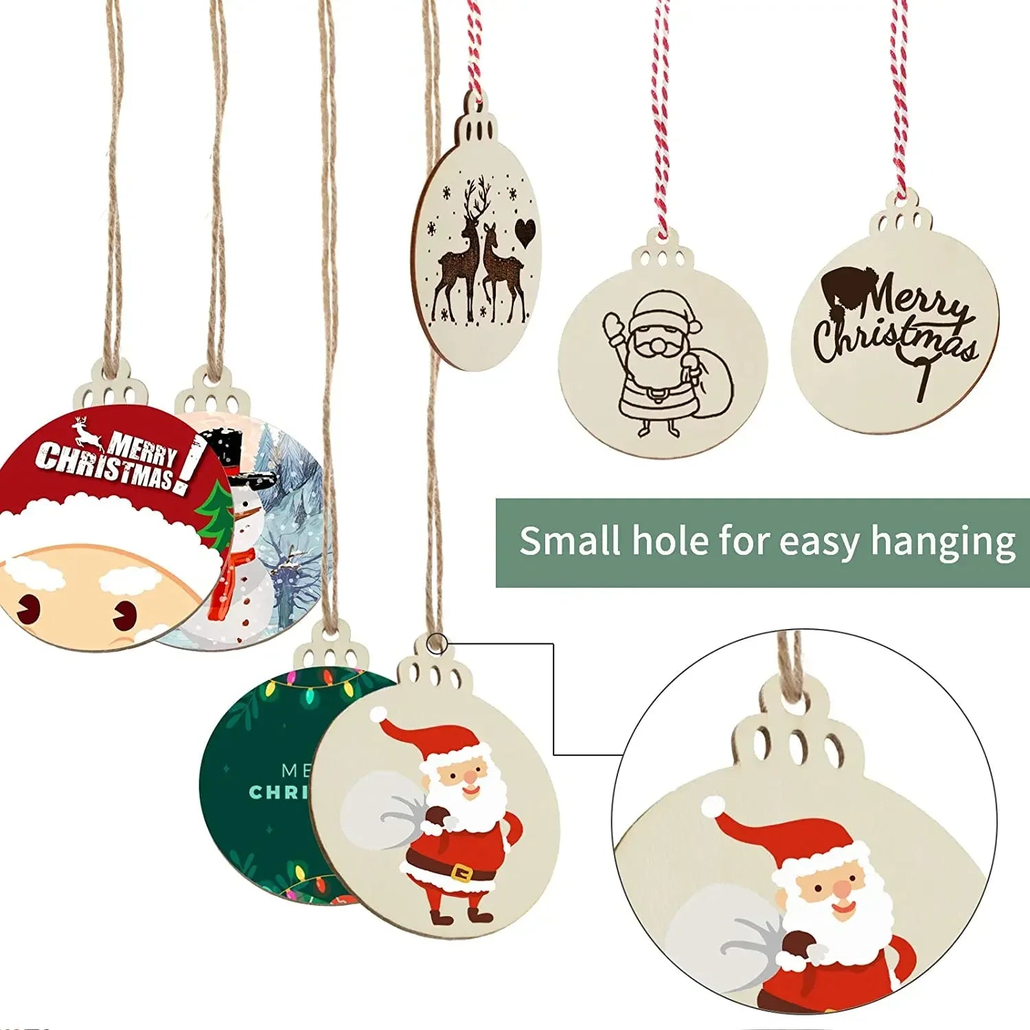 10/20Pcs Christmas Wooden Slices DIY Christmas Tree Hanging Pendants Decoration For Kids DIY Craft Christmas Ornaments Supplies - Kaiju Mafia