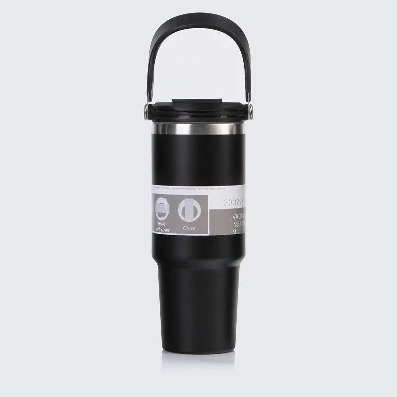 30oz Tumbler with Handle Lid Stainless Steel Insulated Vacuum Cup Leakproof Water Bottle Iced Car Coffee Mug for Travel Sport - Kaiju Mafia
