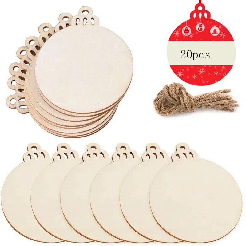 10/20Pcs Christmas Wooden Slices DIY Christmas Tree Hanging Pendants Decoration For Kids DIY Craft Christmas Ornaments Supplies - Kaiju Mafia
