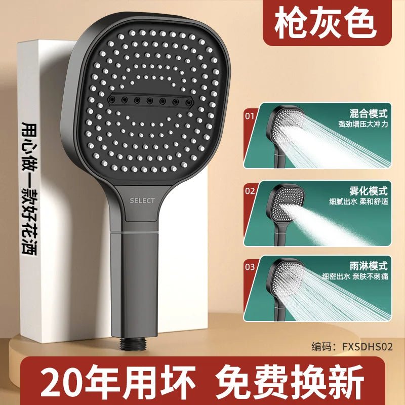 High Pressure Shower Head with Filter - 13CM Large Panel, 3 Modes - Kaiju Mafia