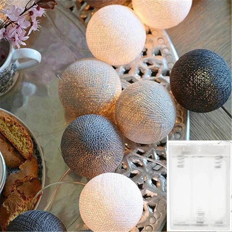 10/20/40 LED Cotton USB Balls String Christmas Fairy Lights Novelty Lamp Chain for Home Outdoor Garland Wedding Party Decoration - Kaiju Mafia
