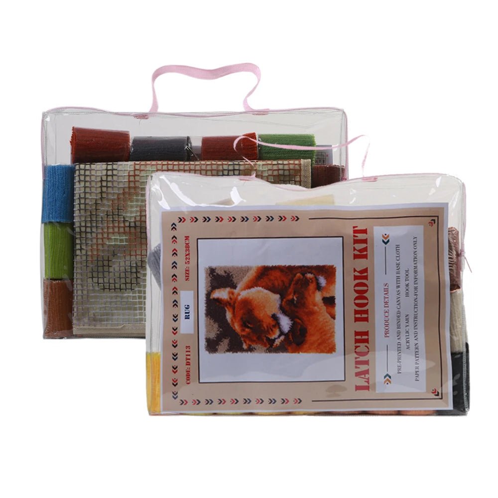 Latch Hook Kits for DIY Throw Pillow Cover,Needlework Cushion Cover Hand Craft Crochet for Great Family 17X17inch Christmas - Kaiju Mafia