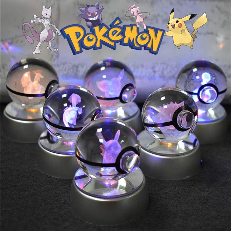 Pokemon 3D Crystal Ball Lamp Set - Perfect Kids Birthday Gift! - Kaiju Mafia