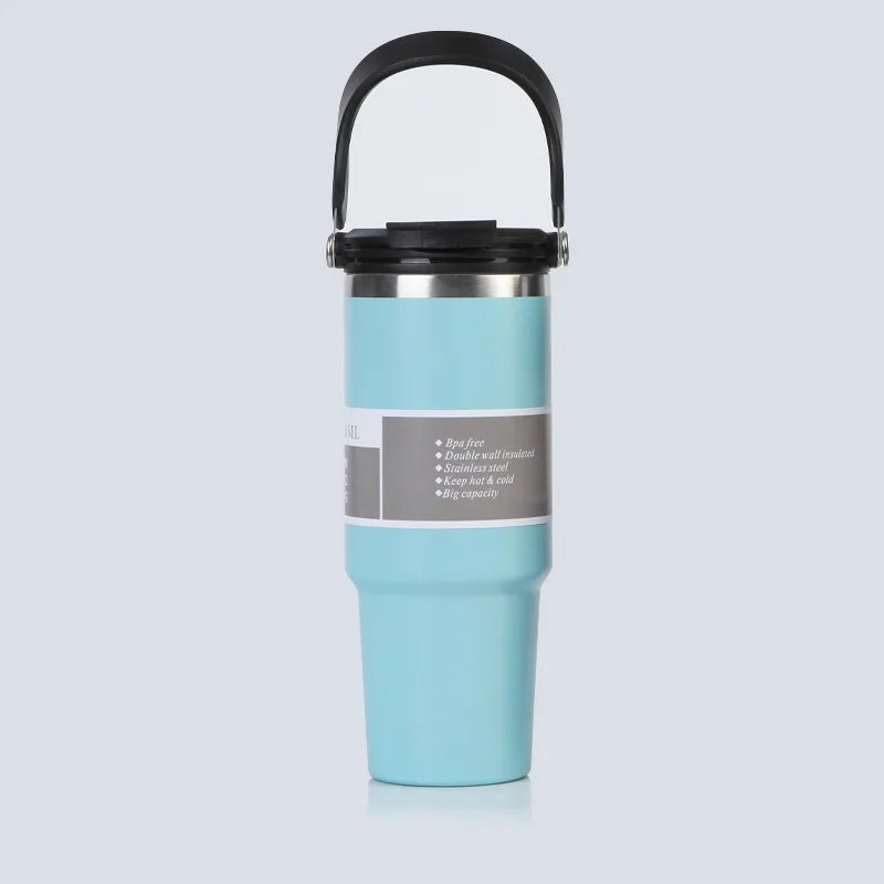 30oz Tumbler with Handle Lid Stainless Steel Insulated Vacuum Cup Leakproof Water Bottle Iced Car Coffee Mug for Travel Sport - Kaiju Mafia