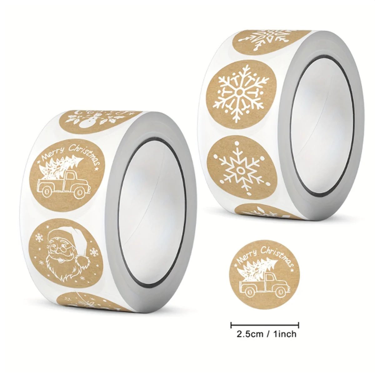 100 - 500pcs Kraft stickers Christmas Gift Decoration Sticker for Package Stationery stickers Festival happy decoration Seal Label - Kaiju Mafia