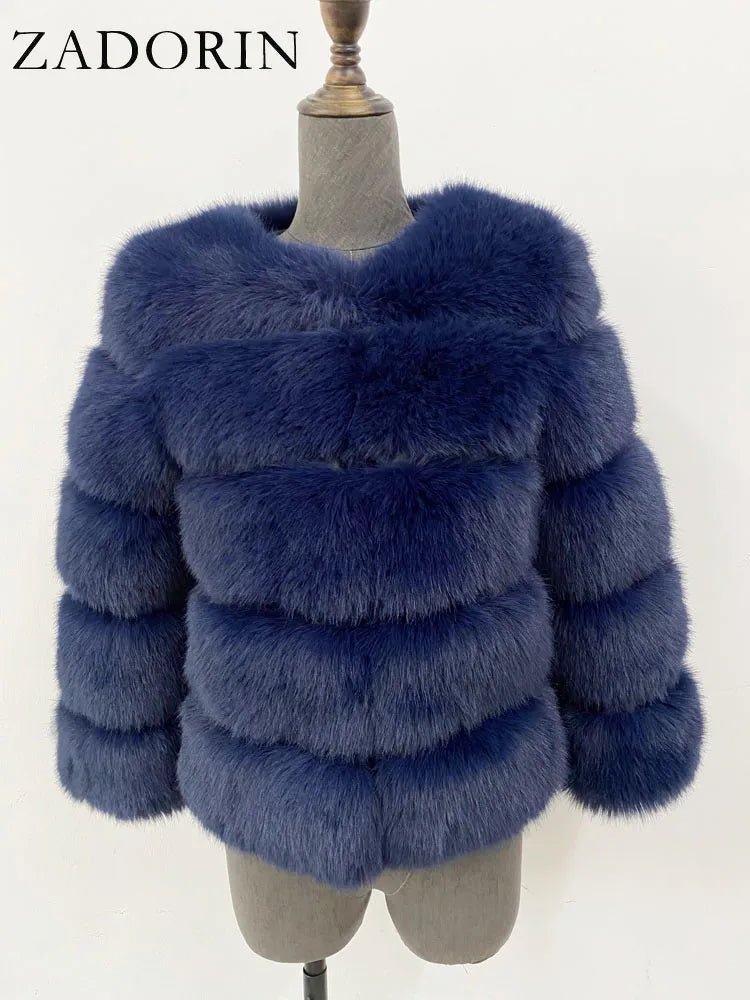 Elegant Black & White Fluffy Faux Fur Coat - Sizes S-6XL - Kaiju Mafia