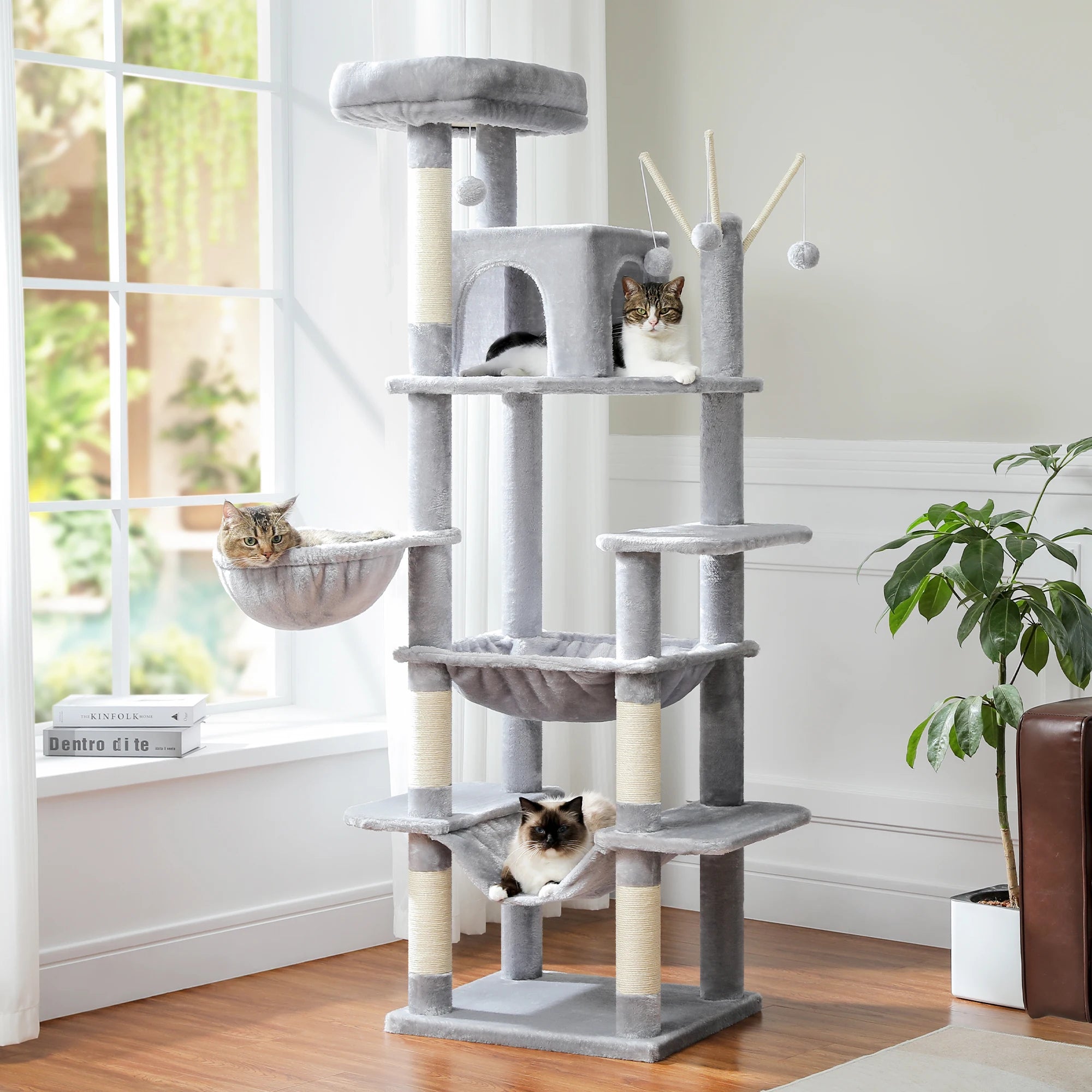 Ultimate Indoor Cat Tower - Multi-Level Plush Condo with Scratching Posts and Caves - Kaiju Mafia