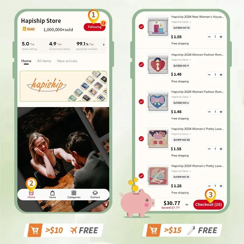 Hapiship Romantic Colour Heart Star Flwoer Tai Chi Italian Charm Links Fit 9mm Stainless Steel Bracelet Jewelry DIY Making DJ597 - Kaiju Mafia