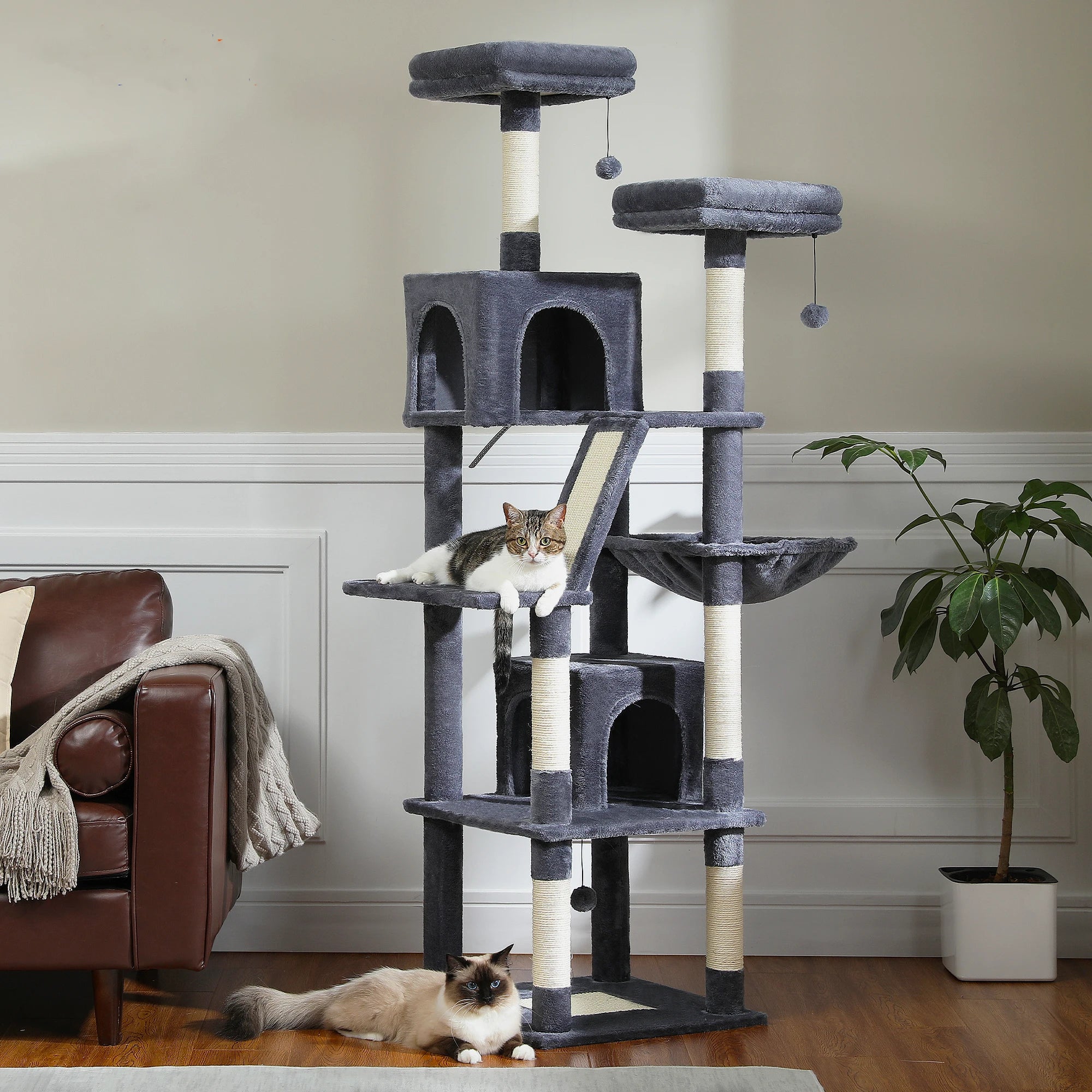 Ultimate Indoor Cat Tower - Multi-Level Plush Condo with Scratching Posts and Caves - Kaiju Mafia