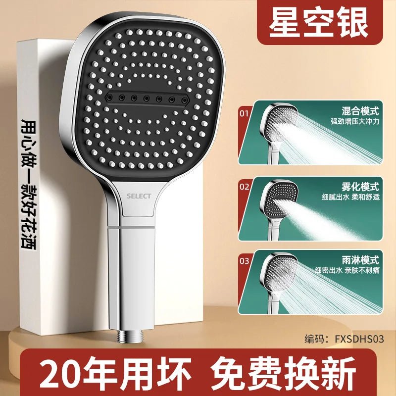 High Pressure Shower Head with Filter - 13CM Large Panel, 3 Modes - Kaiju Mafia