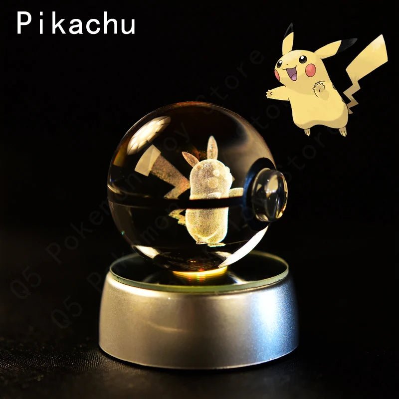 Pokemon 3D Crystal Ball Lamp Set - Perfect Kids Birthday Gift! - Kaiju Mafia