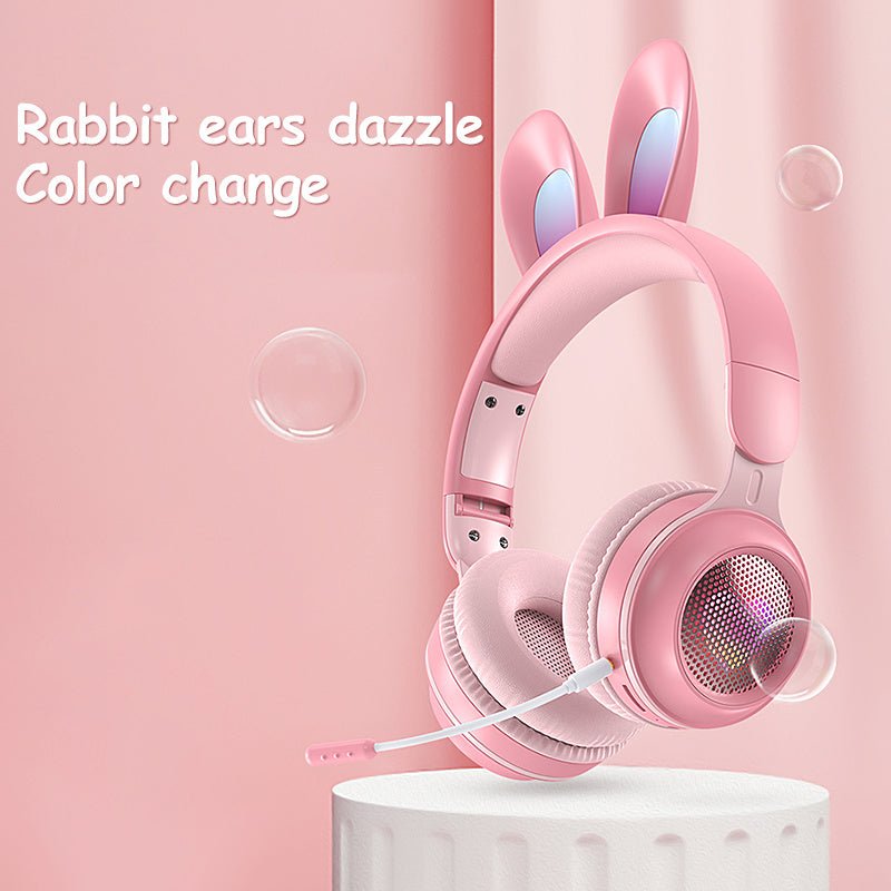 Rabbit Ear Headphones Wireless Luminous Extendable Wheat Headphones - Kaiju Mafia