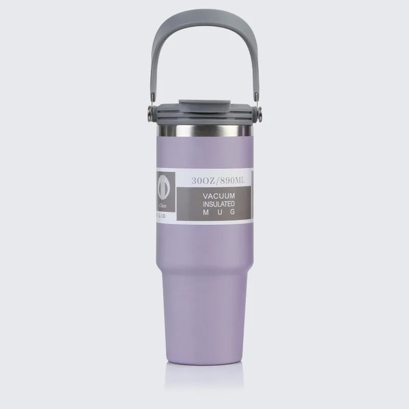 30oz Tumbler with Handle Lid Stainless Steel Insulated Vacuum Cup Leakproof Water Bottle Iced Car Coffee Mug for Travel Sport - Kaiju Mafia